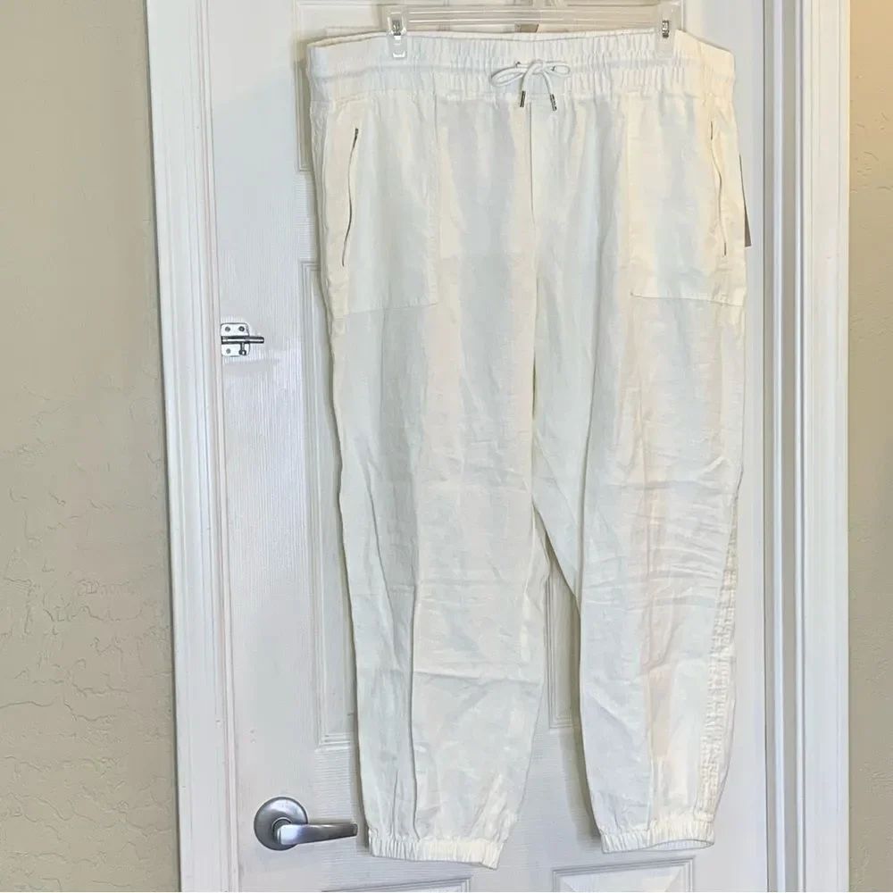 Athleta Cabo Linen Jogger Pants White Plus Size 24 - Picture 3 of 11